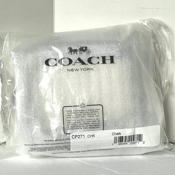 Coach Mini Crossbody Pouch White Crossgrain Leather CP271 Cards Earbuds Case - Picture 2 of 7